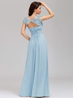 COLOR=Sky Blue | Maxi Long Lace Cap Sleeve Elegant Evening Gowns-Sky Blue 4