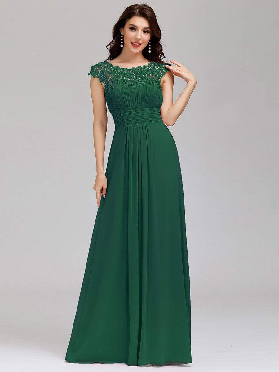 Cap Sleeve Ruched Waist Lace Evening Dress - Ever Pretty AU Cap Sleeve Ruched Waist Lace Evening Dress - Ever Pretty AU