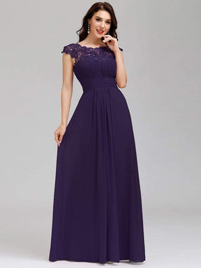 COLOR=Dark Purple | Maxi Long Lace Cap Sleeve Elegant Evening Gowns-Dark Purple 1
