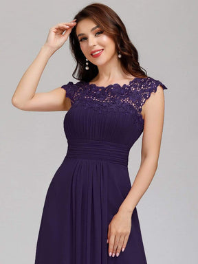 COLOR=Dark Purple | Maxi Long Lace Cap Sleeve Elegant Evening Gowns-Dark Purple 3
