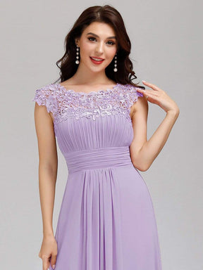 COLOR=Lavender | Maxi Long Lace Cap Sleeve Elegant Evening Gowns-Lavender 3