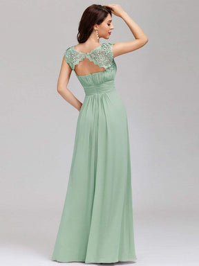 COLOR=Mint Green | Maxi Long Lace Cap Sleeve Elegant Evening Gowns-Mint Green 4