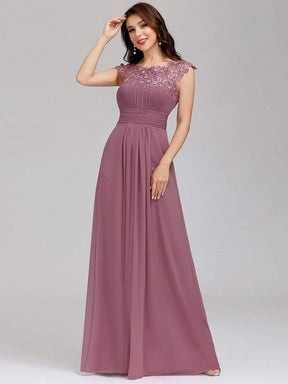 Color=Purple Orchid | Maxi Long Lace Cap Sleeve Elegant Evening Gowns-Purple Orchid 1