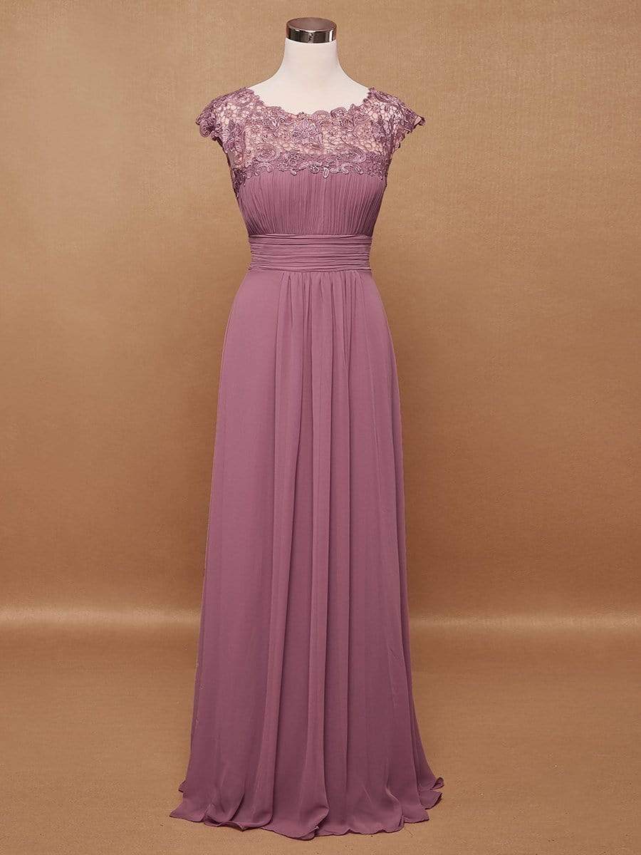 Color=Purple Orchid | Maxi Long Lace Cap Sleeve Elegant Evening Gowns-Purple Orchid 8