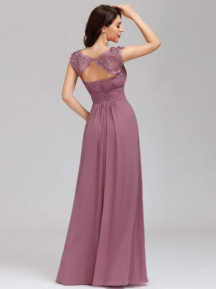 Color=Purple Orchid | Maxi Long Lace Cap Sleeve Elegant Evening Gowns-Purple Orchid 2