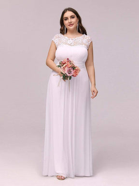 COLOR=White | Maxi Long Lace Cap Sleeve Elegant Evening Gowns-White 4