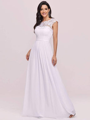 OLOR=White | Maxi Long Lace Cap Sleeve Elegant Evening Gowns-White 1