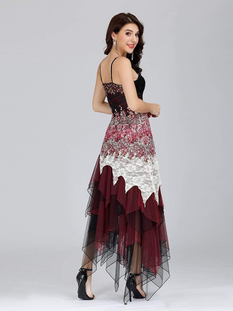 Color=Burgundy | Women'S Sexy V Neck Floor Length Cocktail Prom Dress-Burgundy 2