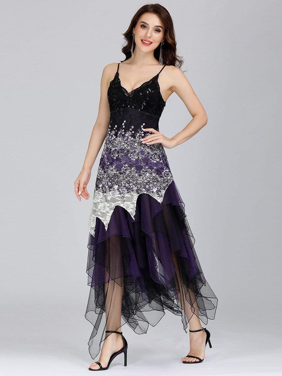 Color=Dark Purple | Women'S Sexy V Neck Floor Length Cocktail Prom Dress-Dark Purple 3