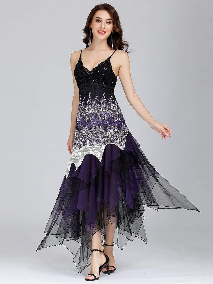 Color=Dark Purple | Women'S Sexy V Neck Floor Length Cocktail Prom Dress-Dark Purple 4