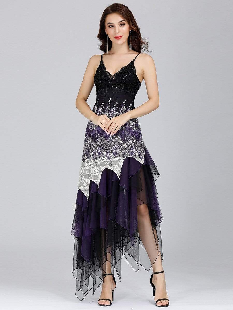 Color=Dark Purple | Women'S Sexy V Neck Floor Length Cocktail Prom Dress-Dark Purple 1