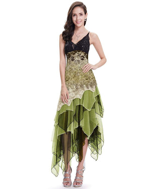 Color=Green | Women'S Sexy V Neck Floor Length Cocktail Prom Dress-Green 3