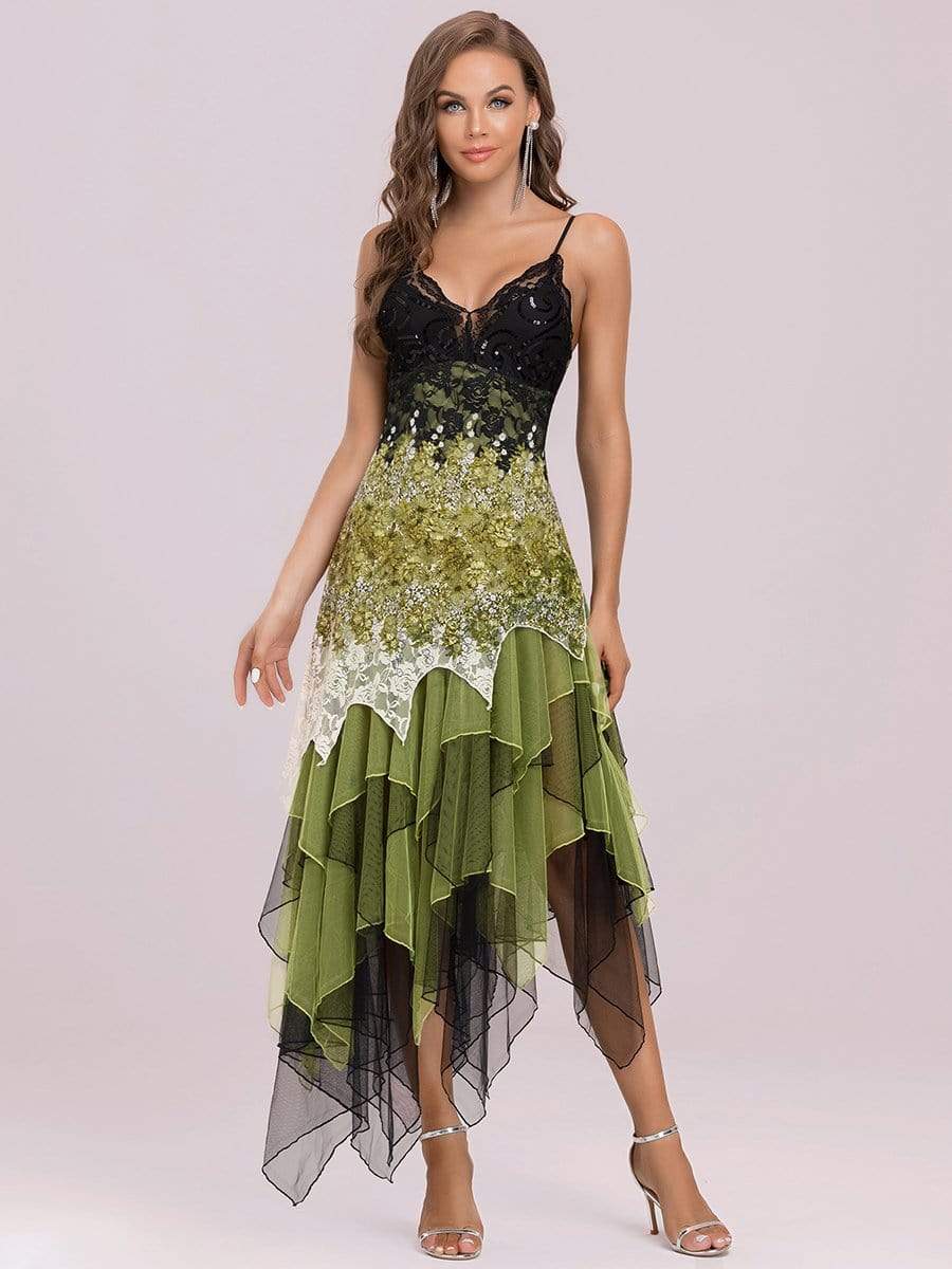 Color=Green | Women'S Sexy V Neck Floor Length Cocktail Prom Dress-Green 1