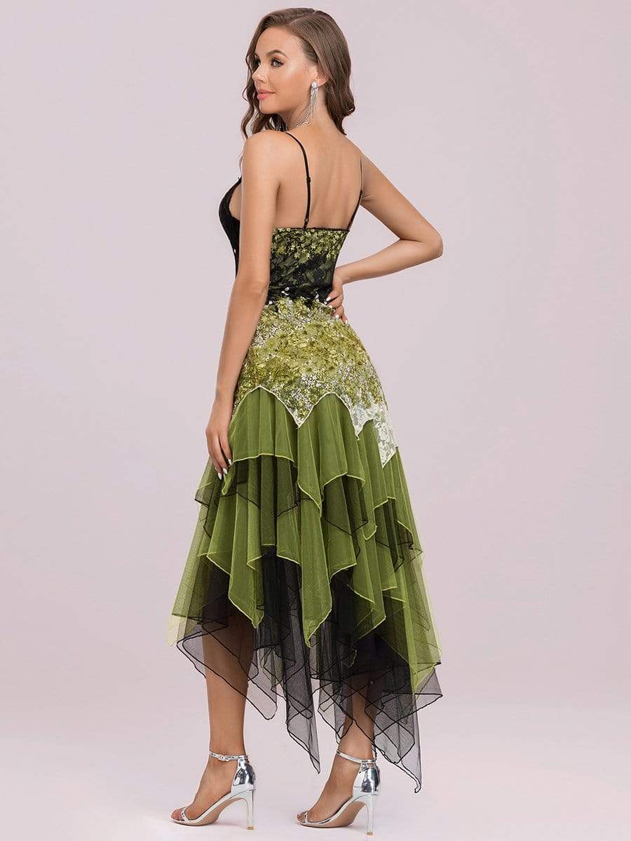 Color=Green | Women'S Sexy V Neck Floor Length Cocktail Prom Dress-Green 2
