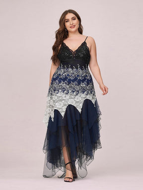 Color=Navy Blue | Women'S Sexy V Neck Floor Length Cocktail Prom Dress-Navy Blue 1