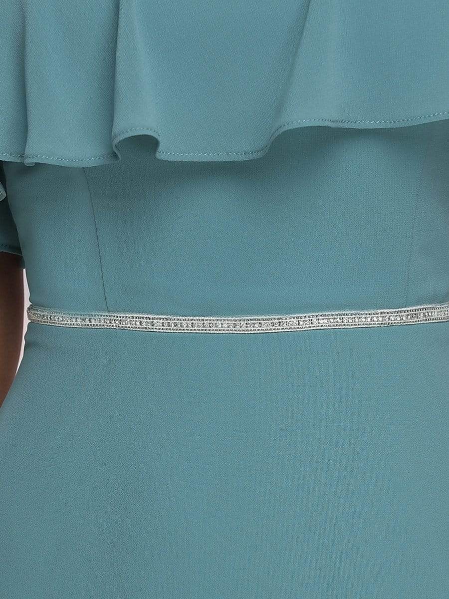 Color=Dusty blue | Elegant One-Shoulder Floor Length Beaded Bridesmaid Dress-Dusty blue 7