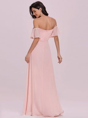 Color=Pink | Sleek Sweetheart Neckline Maxi Chiffon Bridesmaid Dress-Pink 4