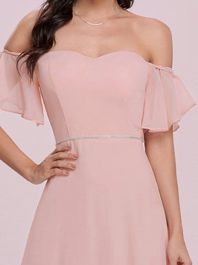 Color=Pink | Sleek Sweetheart Neckline Maxi Chiffon Bridesmaid Dress-Pink 6