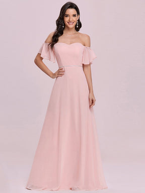 Color=Pink | Sleek Sweetheart Neckline Maxi Chiffon Bridesmaid Dress-Pink 3