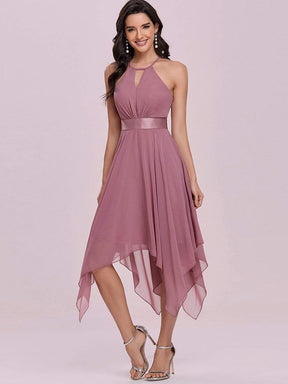 Color=Purple Orchid | Flowy Halter Hollow-Out High Waist Chiffon Bridesmaid Dress-Purple Orchid 5
