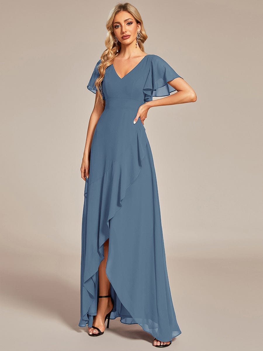 Charming Chiffon Bridesmaid Dress with Lotus Leaf Hemline