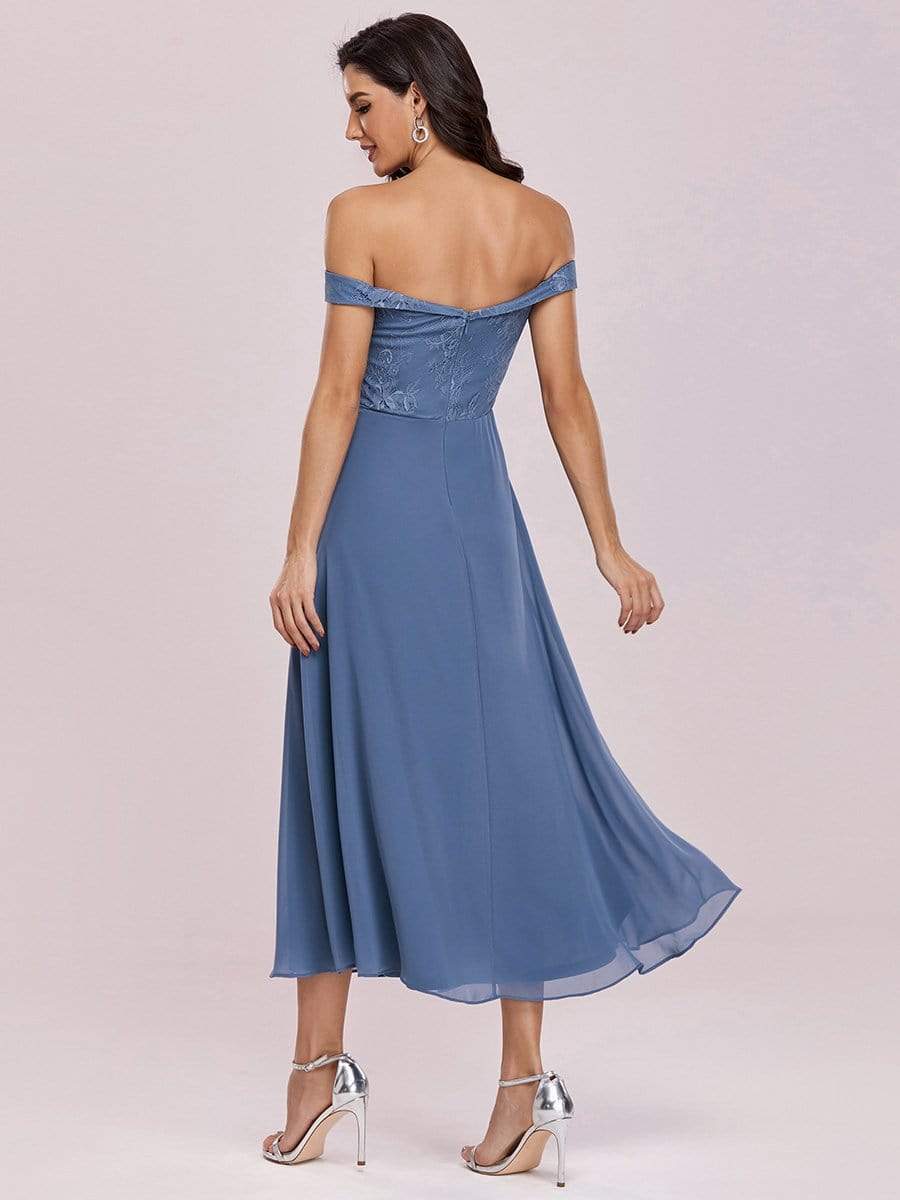 Color=Dusty Navy | Off The Shoulder Lace Bodice Short Sweetheart Evening Dress-Dusty Navy 6