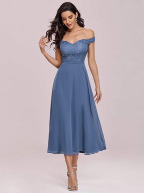 Color=Dusty Navy | Off The Shoulder Lace Bodice Short Sweetheart Evening Dress-Dusty Navy 5