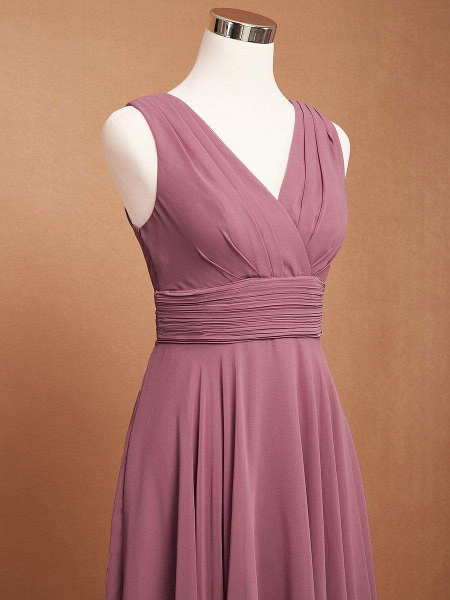 Color=Purple Orchid | Knee Length Chiffon Bridesmaid Dress With Irregular Hem-Purple Orchid 6