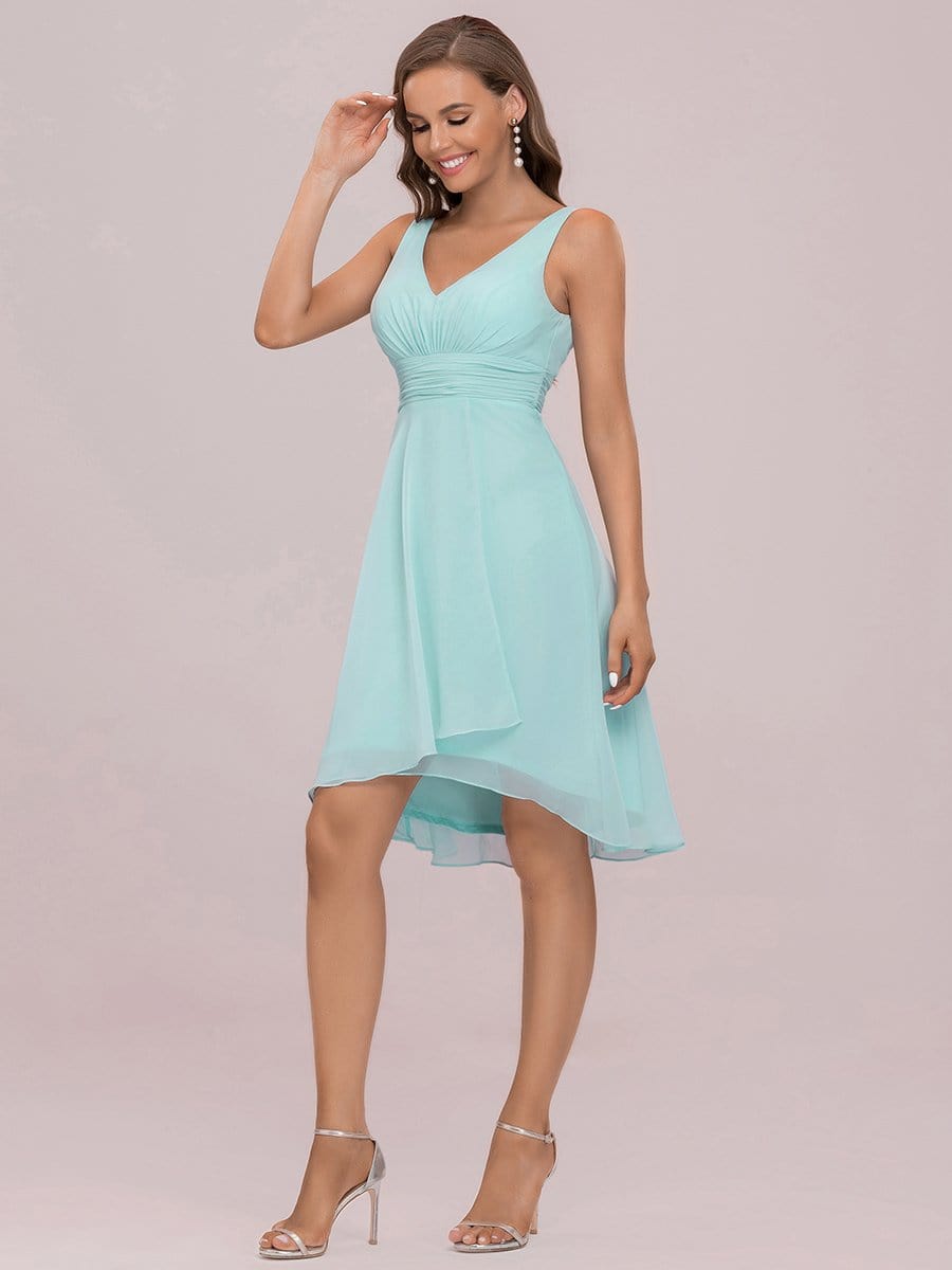 Color=Sky Blue | Sexy Backless Double Deep V Sleeveless Asymmetric Knee Length Bridesmaid Dress-Sky Blue 7
