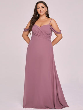 Color=Purple Orchid | Plus Size Cold Shoulder Spaghetti Strap Maxi Bridesmaid Dresses-Purple Orchid 3