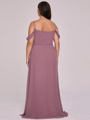 Color=Purple Orchid | Plus Size Cold Shoulder Spaghetti Strap Maxi Bridesmaid Dresses-Purple Orchid 5