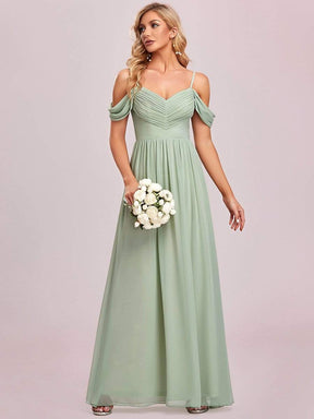 Color=Mint Green | Sexy Cold Shoulder Pleated A-line Bridesmaid Dress-Mint Green 5