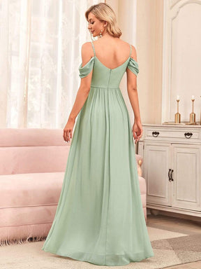 Color=Mint Green | Sexy Cold Shoulder Pleated A-line Bridesmaid Dress-Mint Green 4