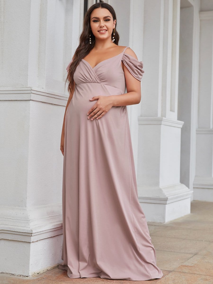 Color=Purple Orchid | Plus Size Sweetheart Spaghetti Straps Maxi Maternity Dress-Purple Orchid 1