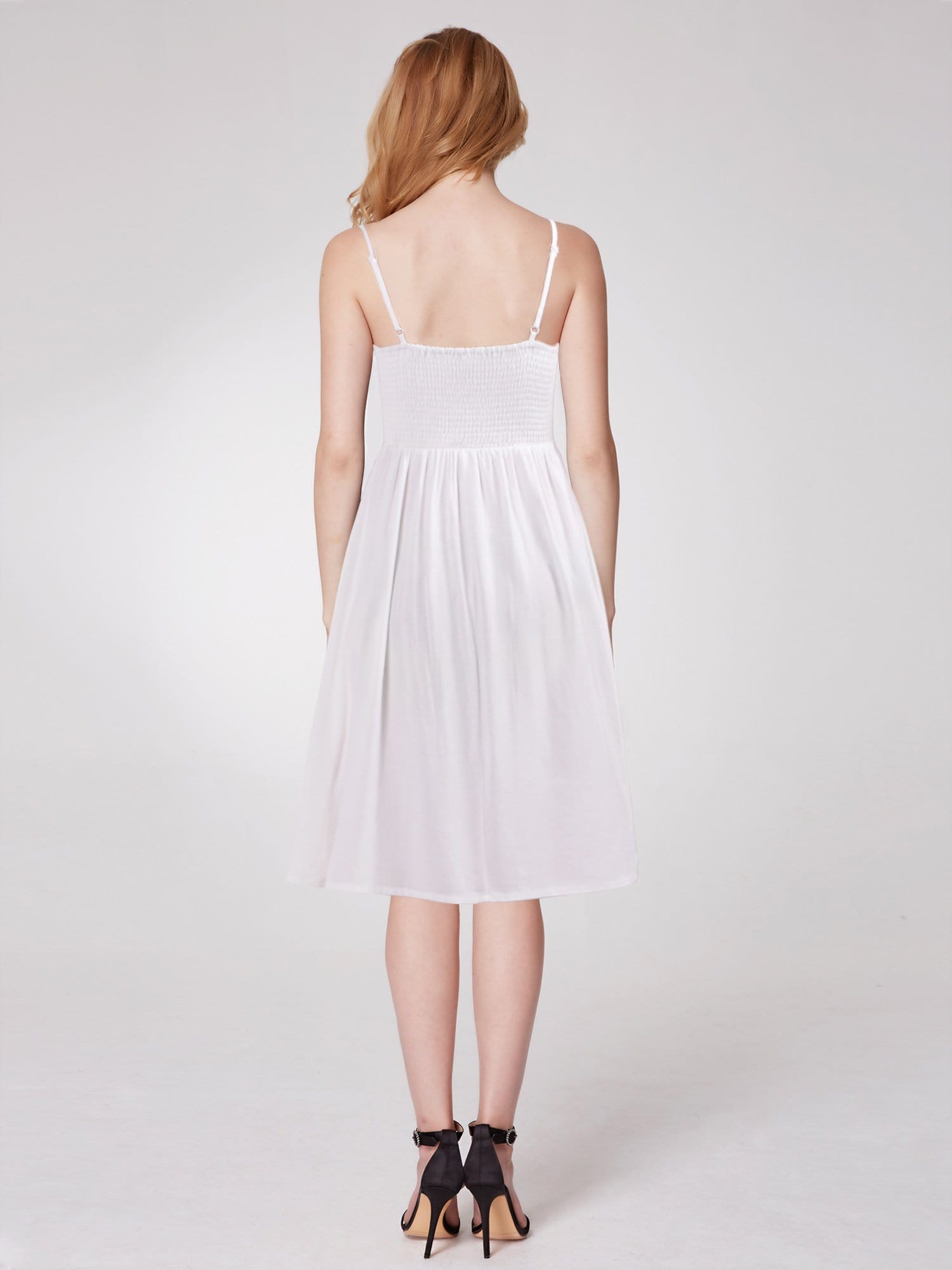 Color=White | Women'S A-Line Spaghetti Straps Casual Dress-White 2