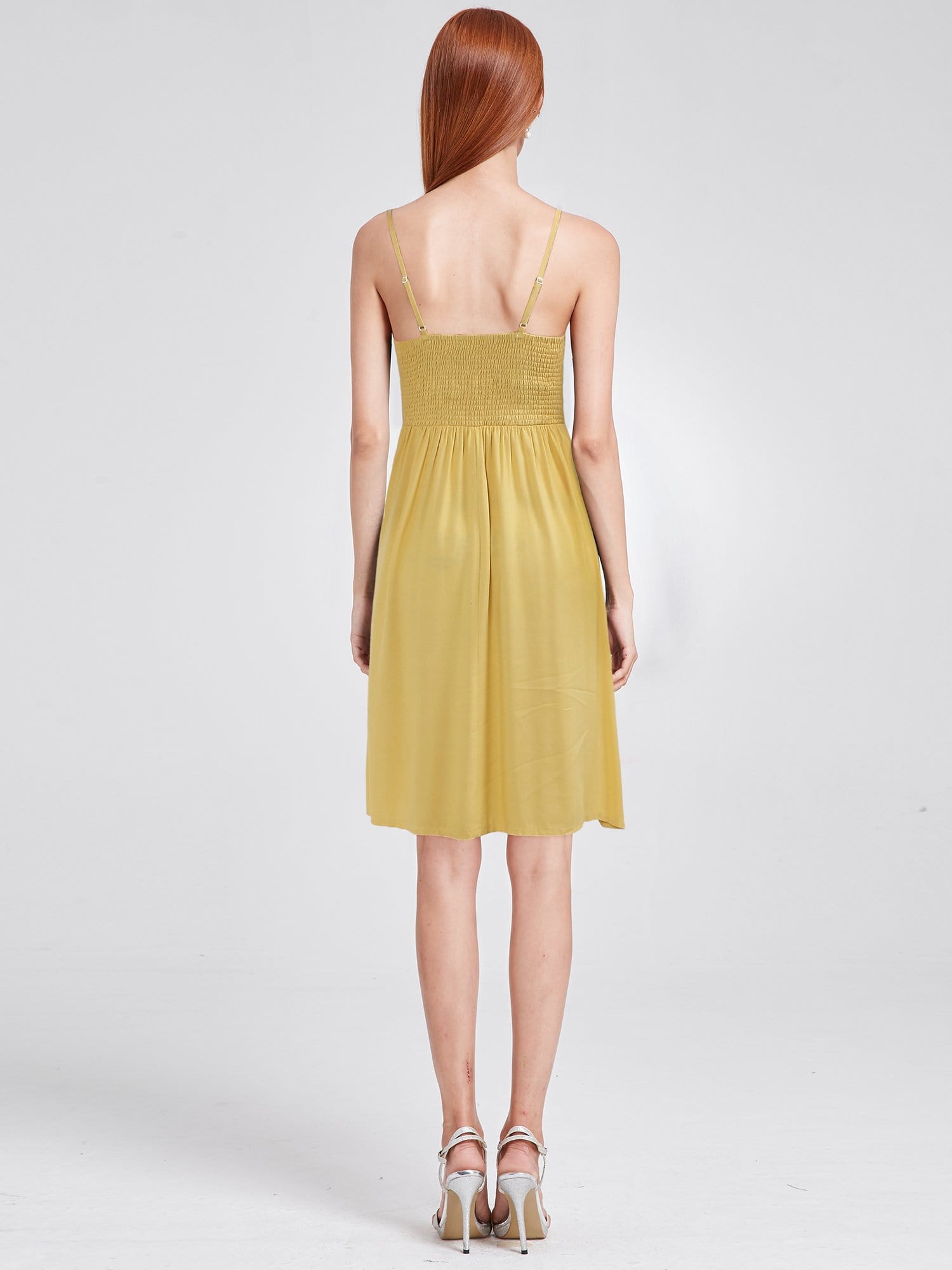 Color=Yellow | Women'S A-Line Spaghetti Straps Casual Dress-Yellow 2