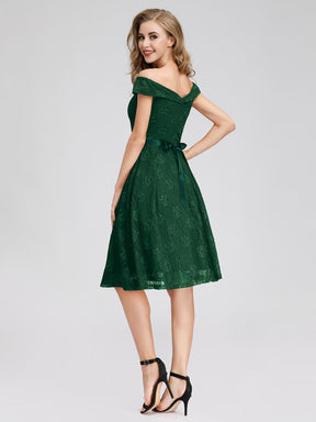 Color=Dark Green | Short Lace Off Shoulder Homecoming Dresses-Dark Green 2