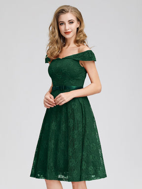Color=Dark Green | Short Lace Off Shoulder Homecoming Dresses-Dark Green 3