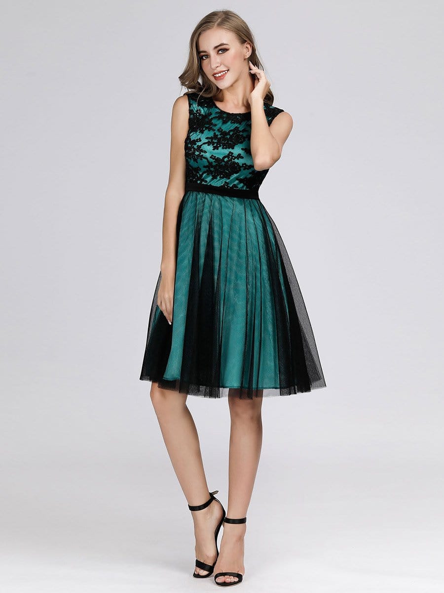 Color=Dark Green | A Line Keen Length Cocktail Dresses For Women-Dark Green 3