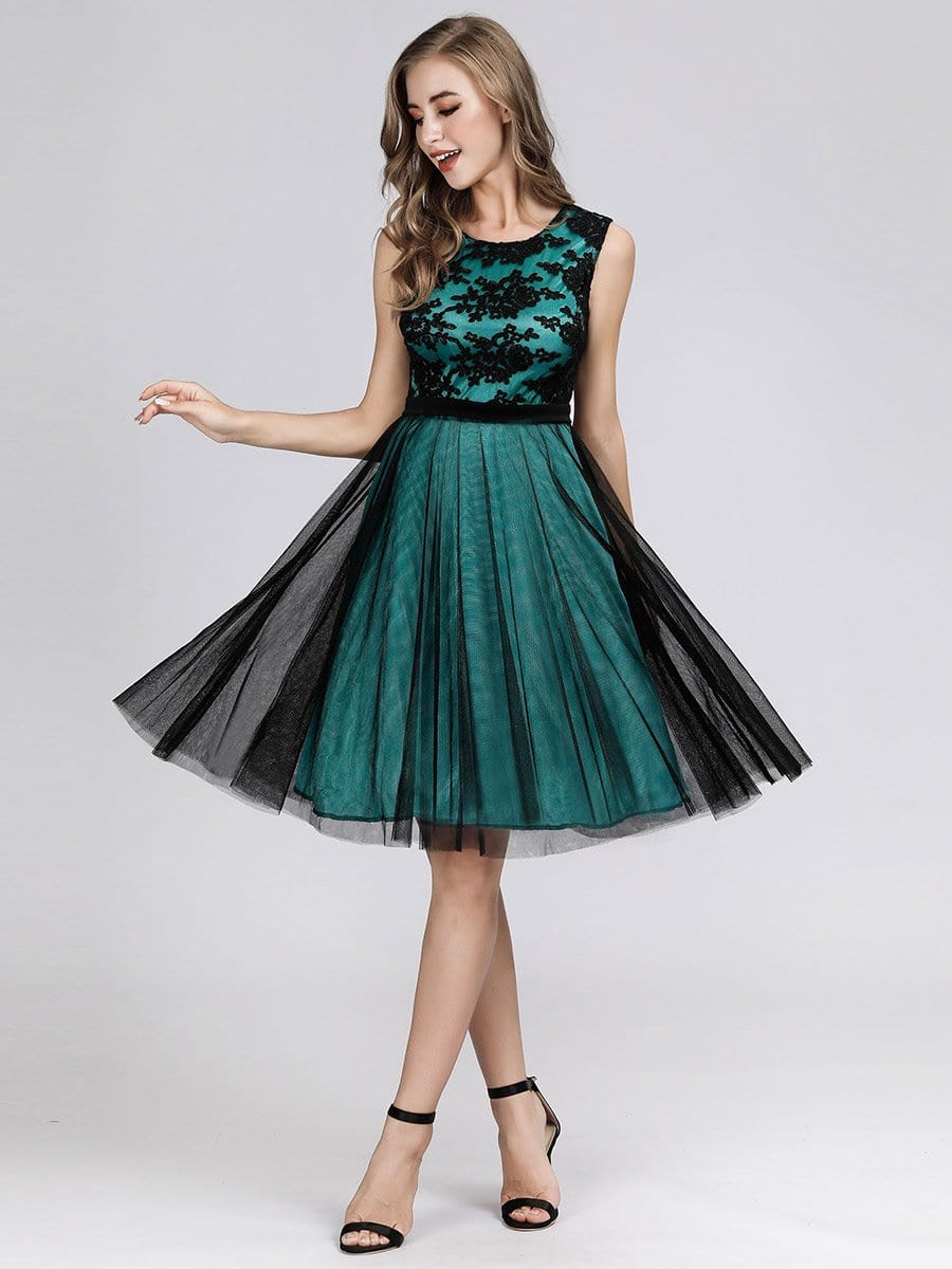 Color=Dark Green | A Line Keen Length Cocktail Dresses For Women-Dark Green 4