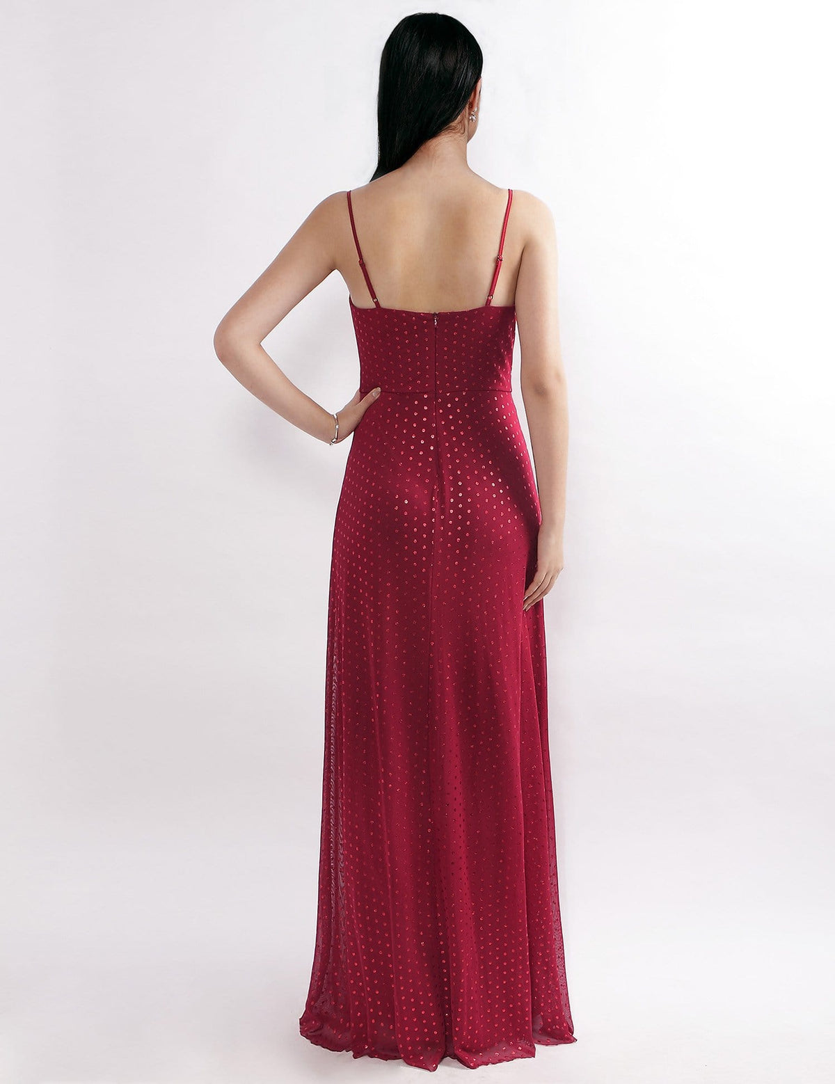 Color=Red | Women Fashion A Line V Neck Long Formal Evening Dress With Open Back-Red 2