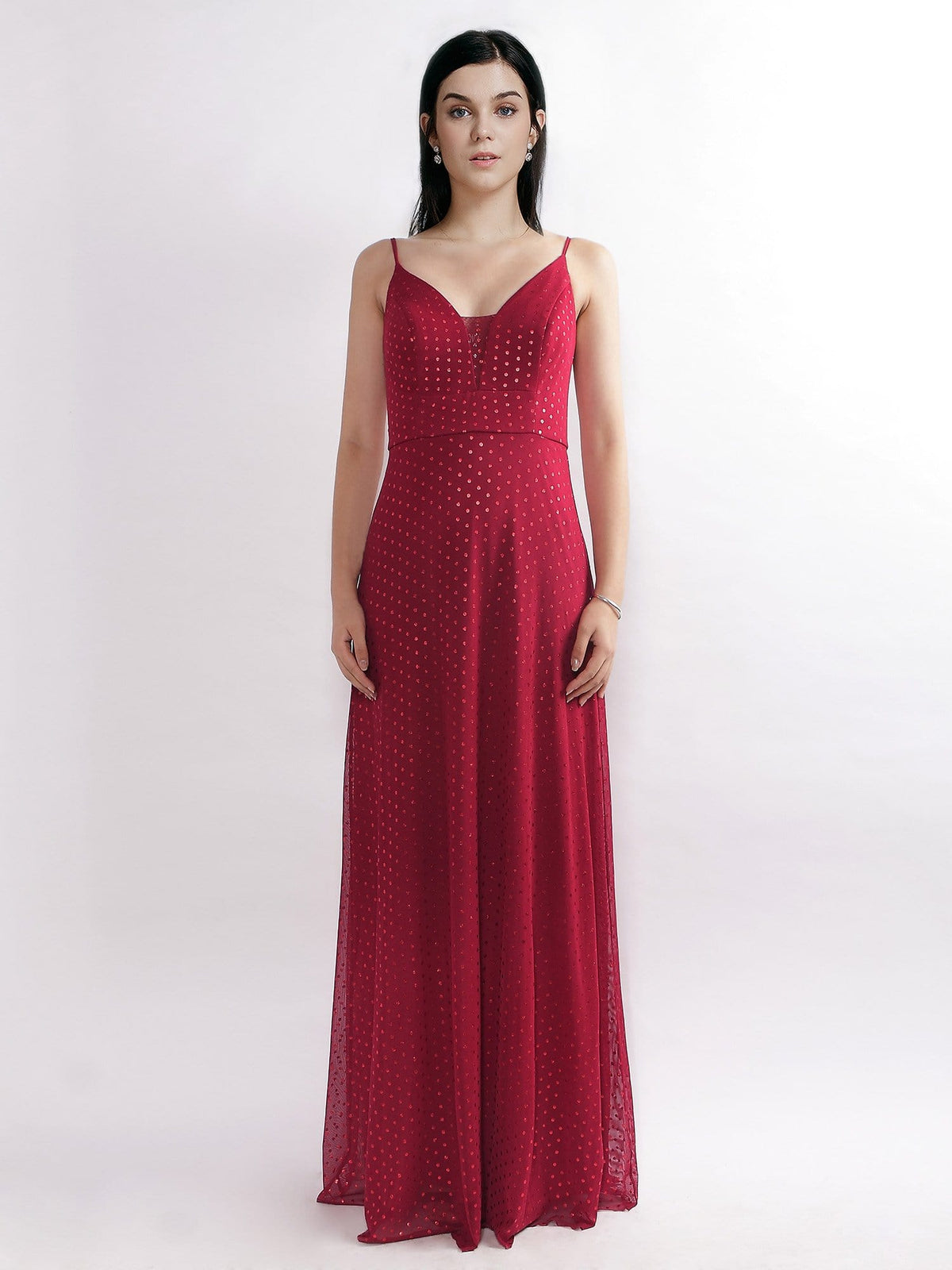 Color=Red | Women Fashion A Line V Neck Long Formal Evening Dress With Open Back-Red 1