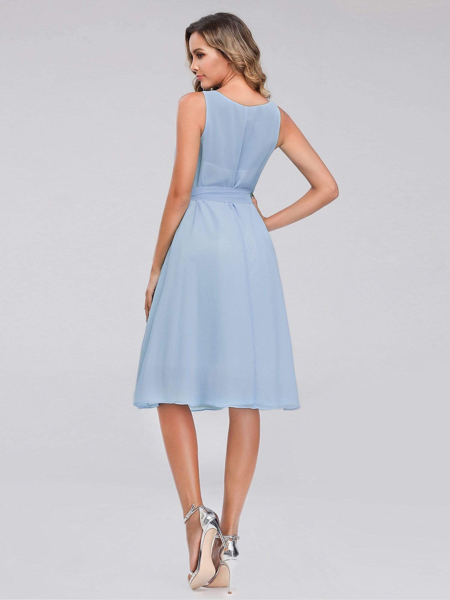 Color=Sky Blue | Women Short Illusion Casual Dress-Sky Blue 2