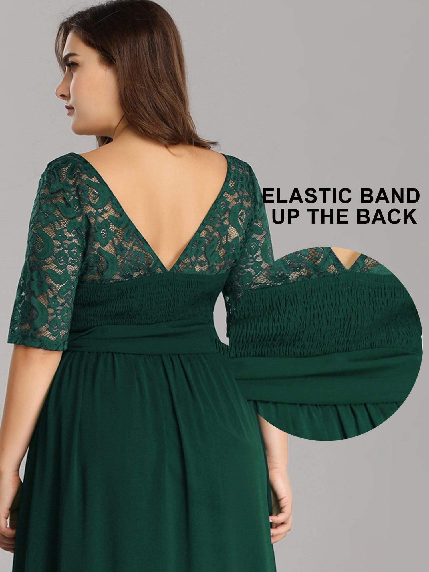 Color=Dark Green | Plus Size Long Sleeve Floor Length Evening Dress-Dark Green 6