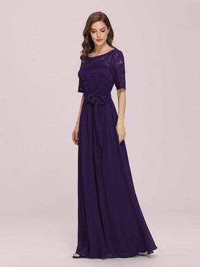 COLOR=Dark Purple | Plus Size Long Sleeve Floor Length Evening Dress-Dark Purple 3