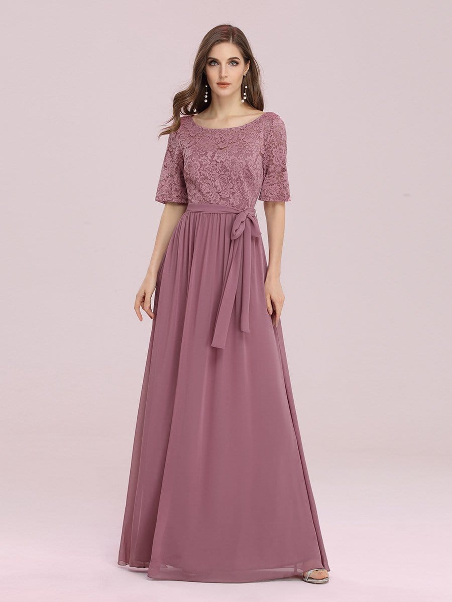 COLOR=Purple Orchid | Plus Size Long Sleeve Floor Length Evening Dress-Purple Orchid 1