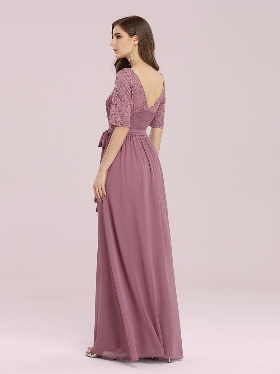 COLOR=Purple Orchid | Plus Size Long Sleeve Floor Length Evening Dress-Purple Orchid 2