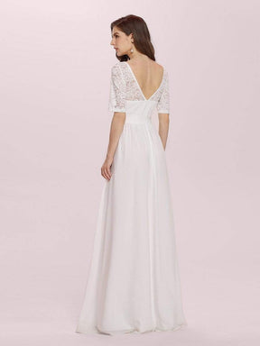 COLOR=White | Plus Size Long Sleeve Floor Length Evening Dress-White 4
