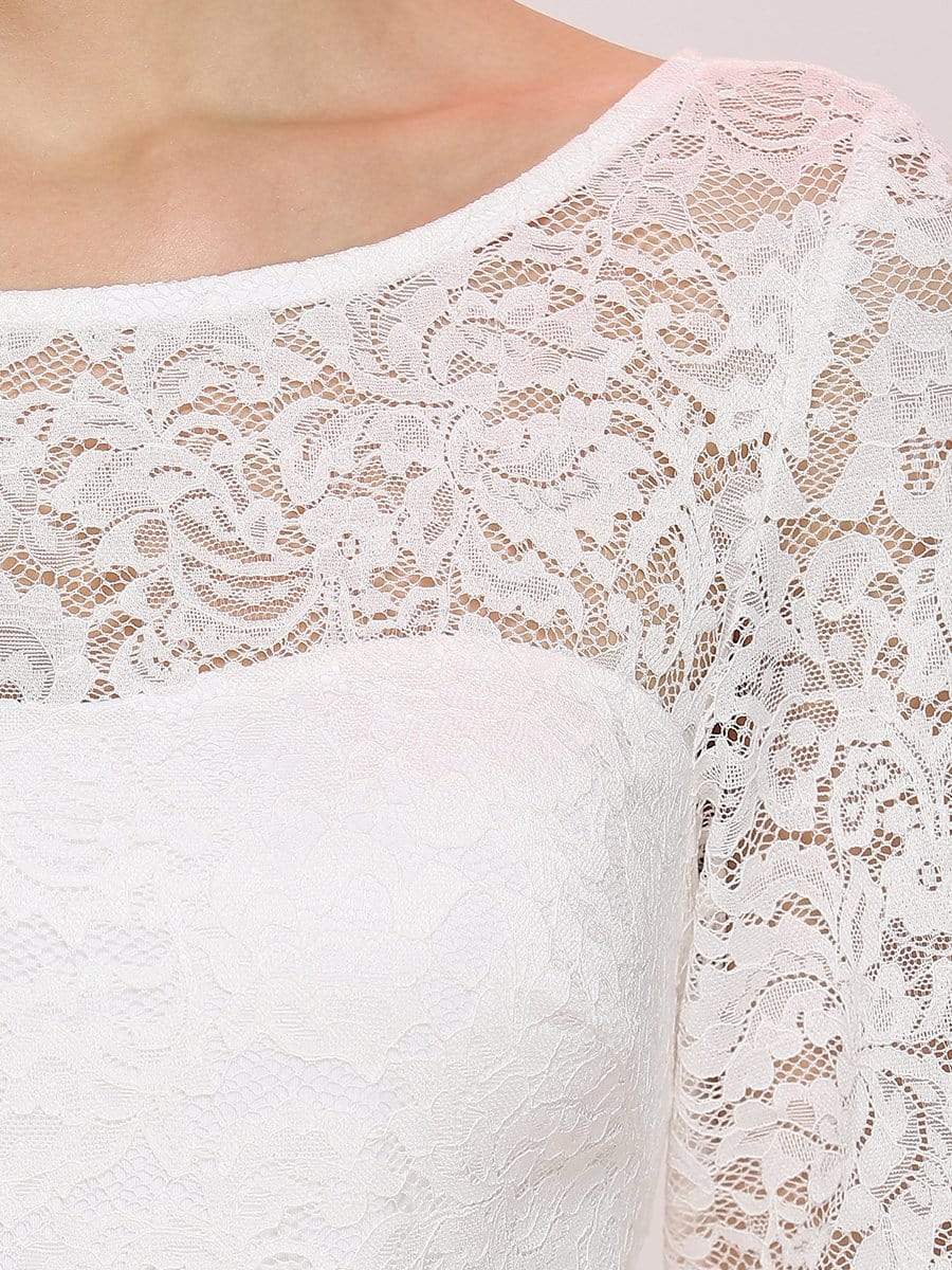 COLOR=White | Plus Size Long Sleeve Floor Length Evening Dress-White 1