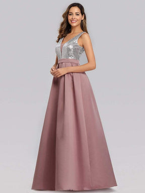 Color=Purple Orchid | Floor Length Sequin And Satin Prom Dress-Purple Orchid 3